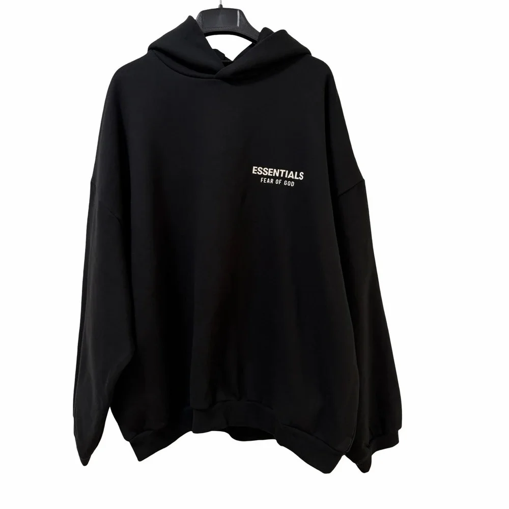Fear of God‎ ESSENTIALS Mens Fleece Pullover Hoodie Size XL Black White Graphic